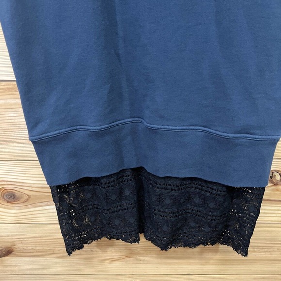 Public School NYC Dress Large Blue Sleeveless Sweatshirt Dress Lace Trim B86 - Picture 15 of 16
